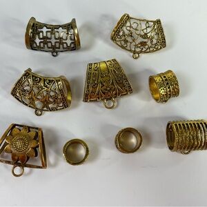 Scarf jewelry, golden scarf, slide bails , scarf pendant accessory, 9 pieces